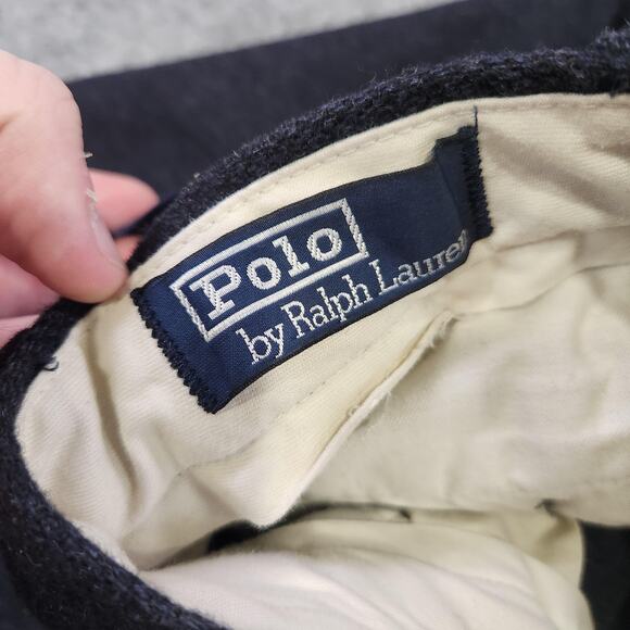VTG Polo Ralph Lauren Pants Mens 36x28 Navy Wool Blend Pleated Dress Trouser - Picture 8 of 16